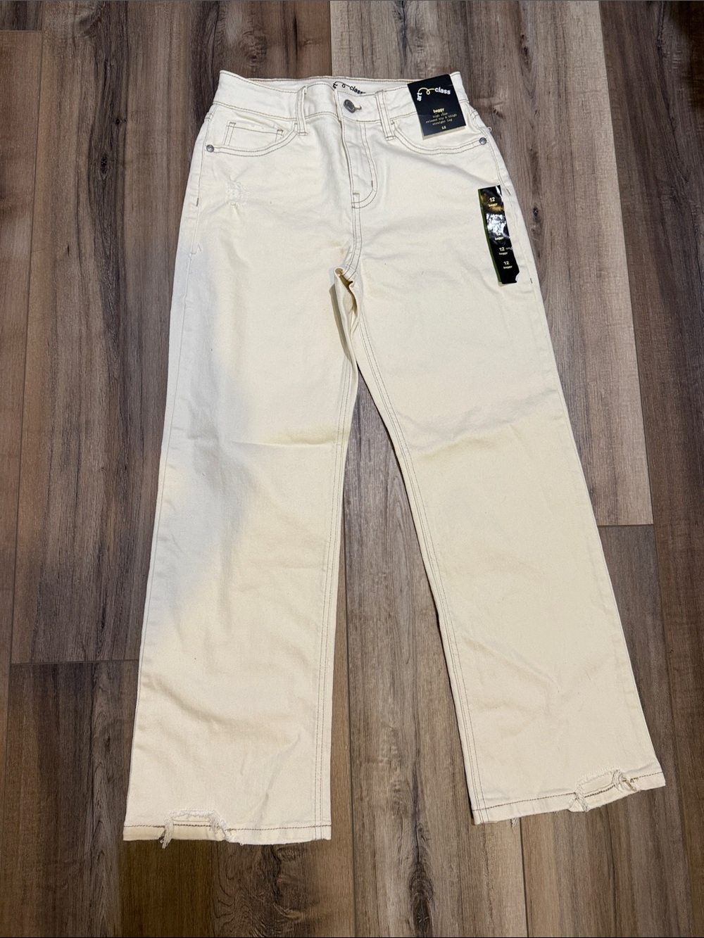 art class Cream Straight-Leg Girls size 12 baggy Jeans cream NEW distressed